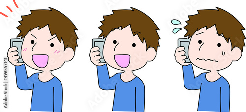 スマートフォンで電話をかける男性　しゃべる