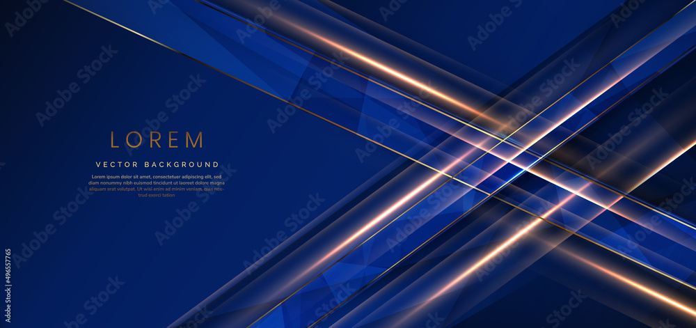 Abstract luxury golden lines diagonal overlapping on dark blue background. Template premium award design. Abstract luxury golden lines diagonal overlapping on dark blue background. Template premium award design.