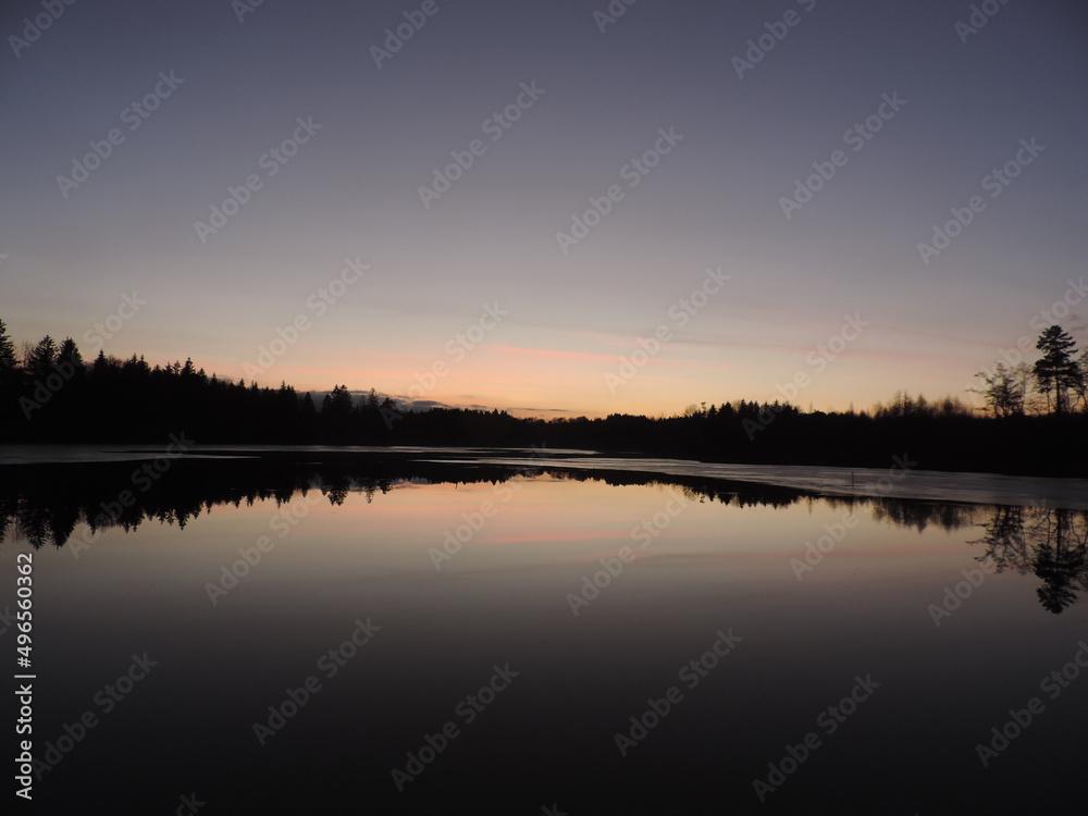 Sunset reflection lake