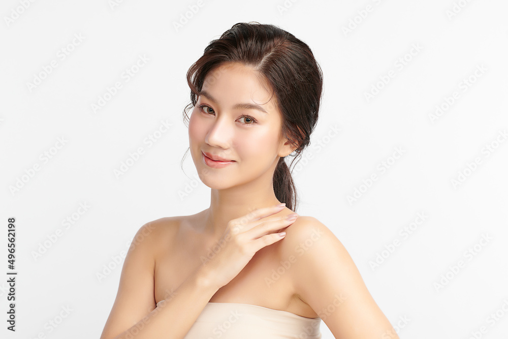 Beautiful young asian woman with clean fresh skin on white background, Face care, Facial treatment, Cosmetology, beauty and spa, Asian women portrait. Beautiful young asian woman with clean fresh skin on white background, Face care, Facial treatment, Cosmetology, beauty and spa, Asian women portrait.