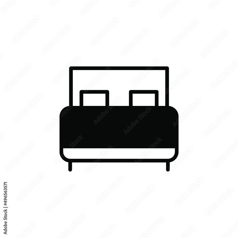 Bed, Bedroom Solid Line Icon Vector Illustration Logo Template. Suitable For Many Purposes.