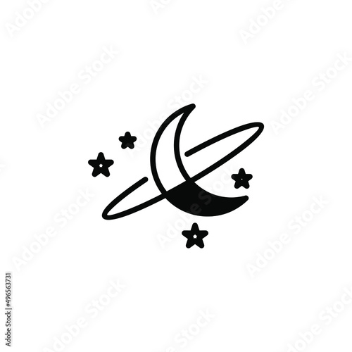 Moon, Night, Moonlight, Midnight Solid Line Icon Vector Illustration Logo Template. Suitable For Many Purposes.