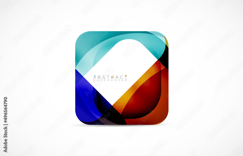 Minimal background. Abstract square shape with round corners created with wavy forms. Vector Illustration For Wallpaper, Banner, Background, Landing Page