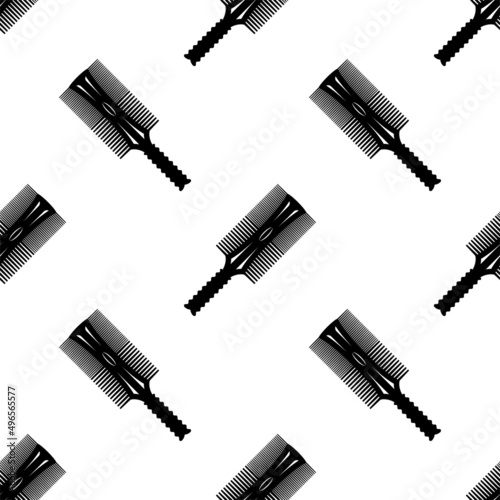 Comb Icon Seamless Pattern, Teeth Tool With Handle Used To Untangle, Style, Clean Hair
