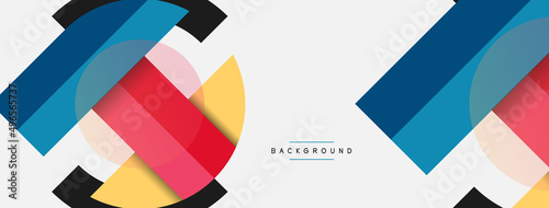 Geometric shapes composition abstract background. Circles lines and rectangles. Vector illustration for wallpaper banner background or landing page