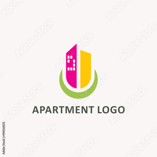 colorfull and simple property building logo apartment