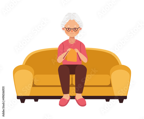 old woman weaving