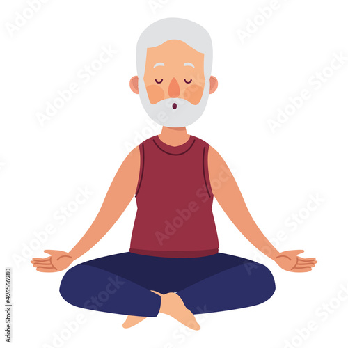 old man practicing yoga