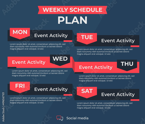 Weekly schedule plan flyer poster template.