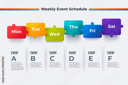 Weekly Event schedule plan on white.
