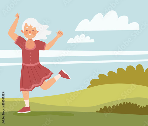 grandmother in the grass