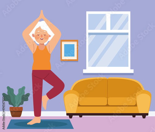 grandmother practicing yoga