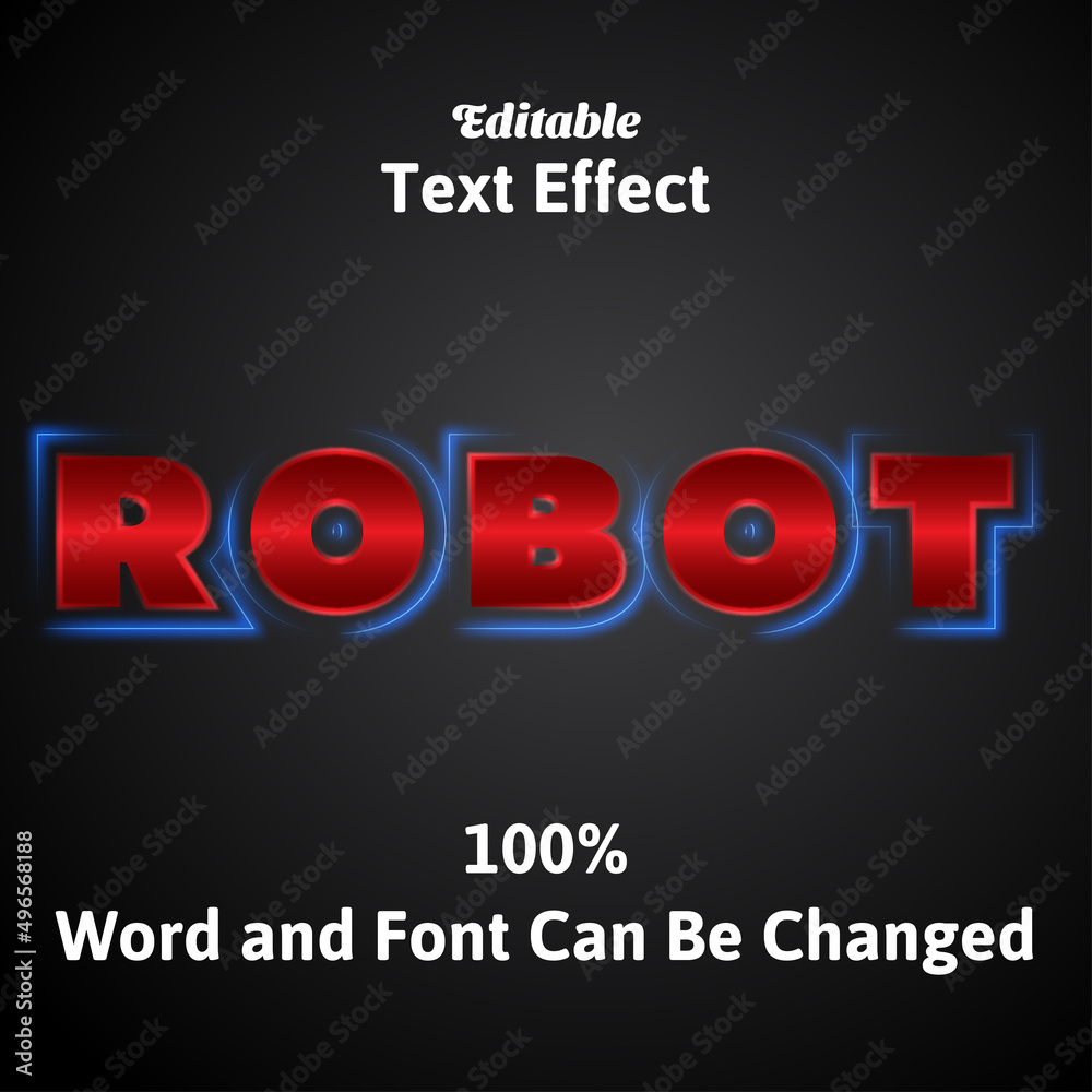 Robot text effect design with neon light