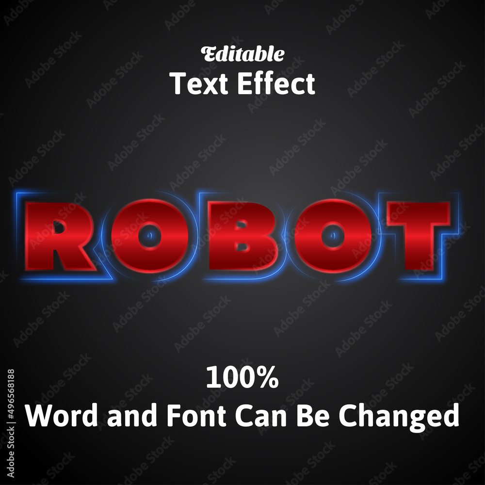 Robot text effect design with neon light Robot text effect design with neon light