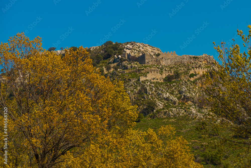 KAUNOS, DALYAN, TURKEY: Acropolis Hill in the ancient city of Kaunos. KAUNOS, DALYAN, TURKEY: Acropolis Hill in the ancient city of Kaunos.