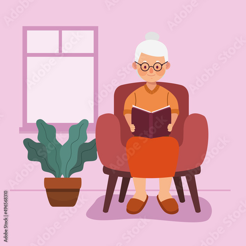 old woman reading