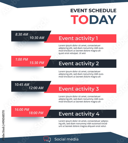 Today plan, Daily event schedule on white.
