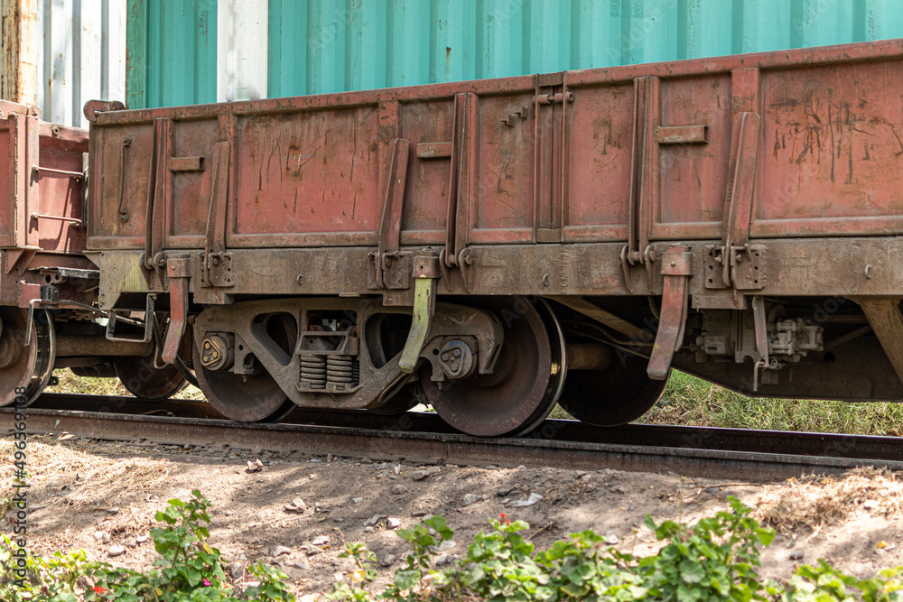 Naklejka premium Railway truck, passenger train, freight train