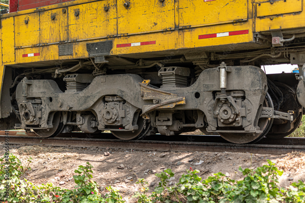 Naklejka premium Railway truck, passenger train, freight train