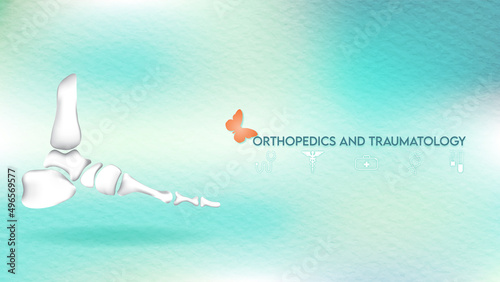 Technology for treatment of bone foot injury. Abstract traumatology and orthopedics. Medical science in the hospital for body joints.