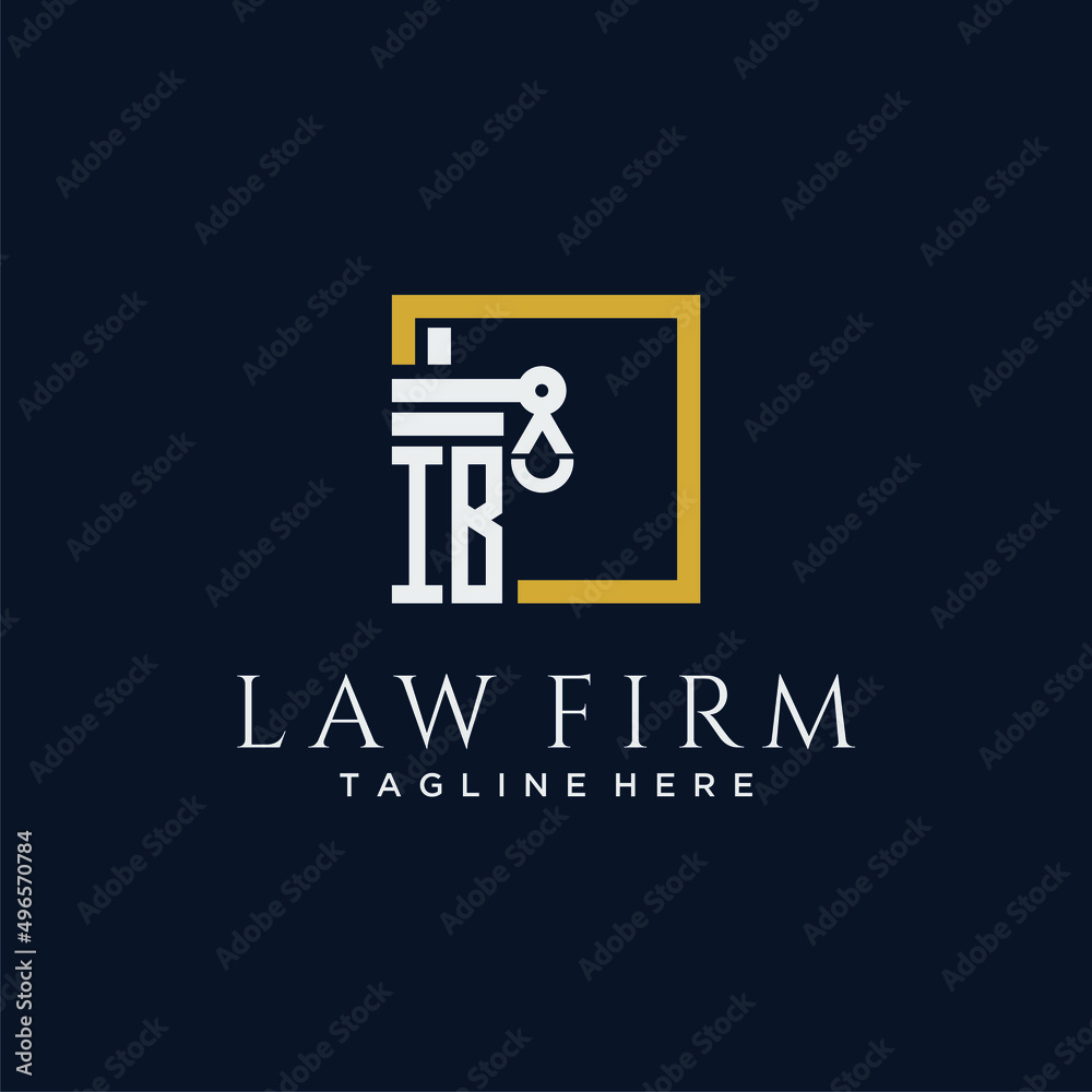 IB initial monogram logo for lawfirm with pillar & scales design in ...