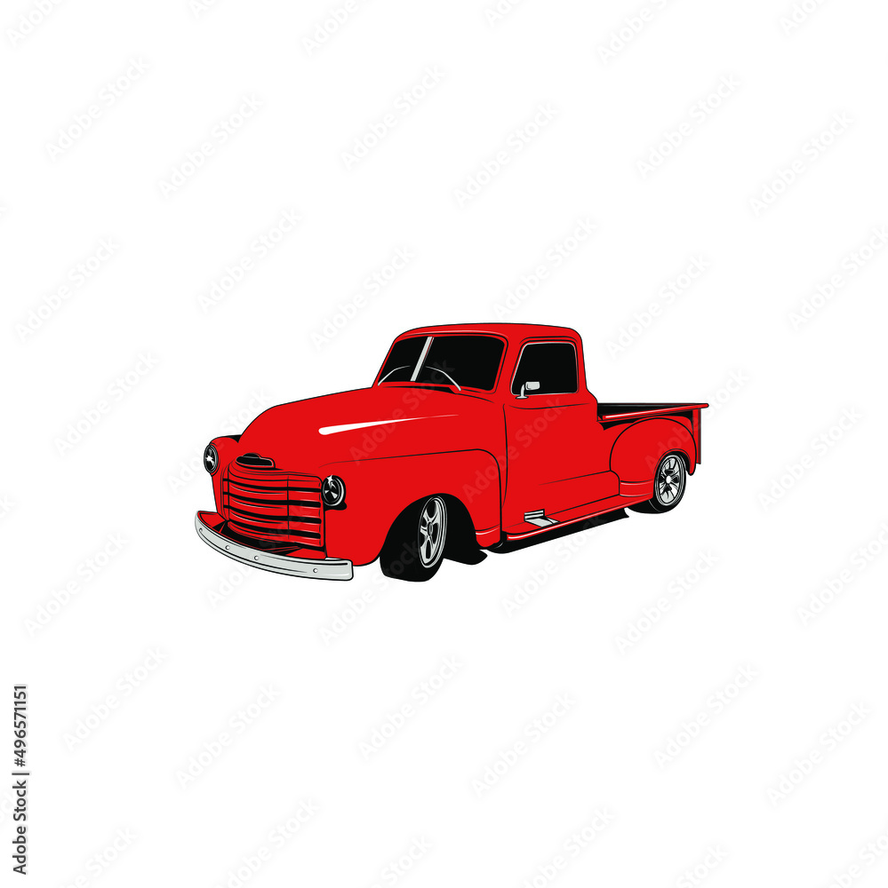 Vector drawing of a vintage truck 