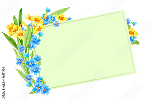 Watercolor vintage illustration with spring flowers. Perfect for invitations, greeting cards, posters. Easter, Birthday, Spring