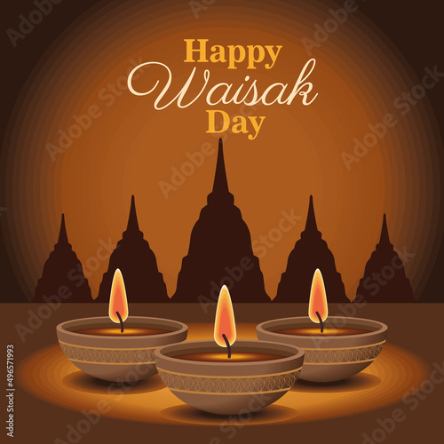 waisak day lettering with candles