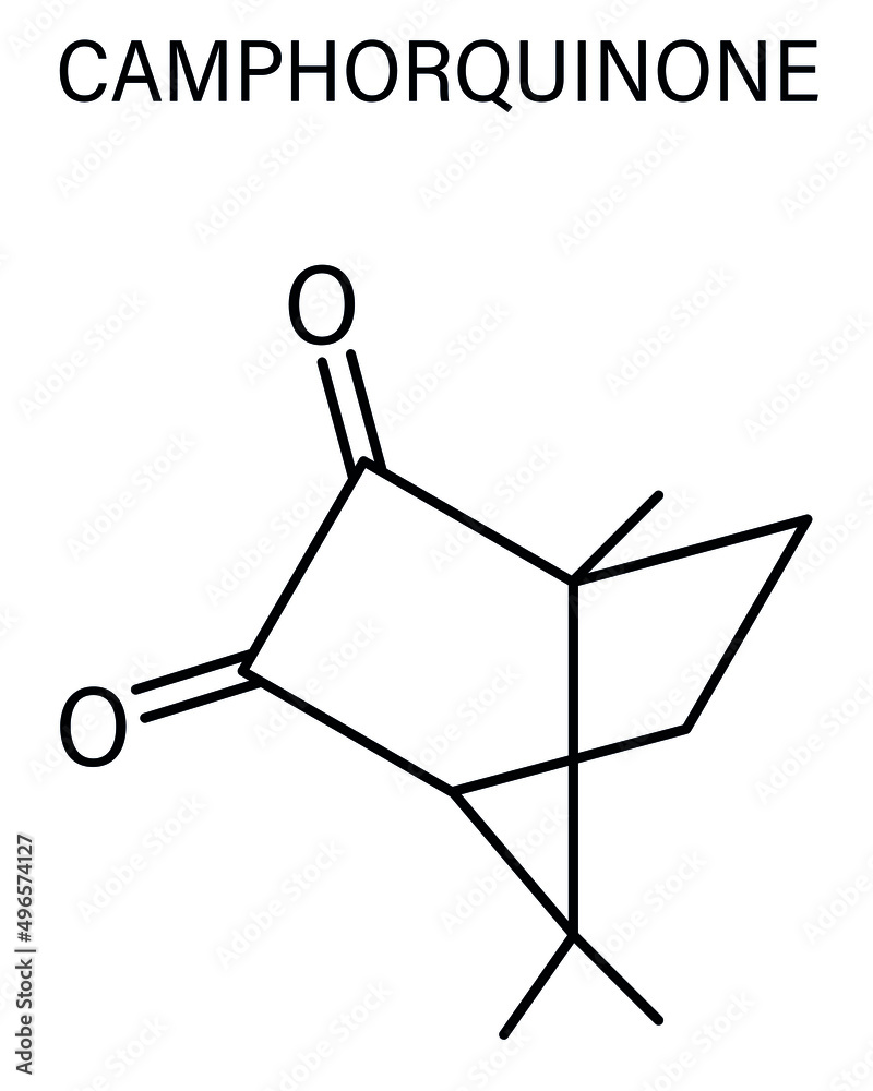 Camphorquinone visiblelight photoinitiator molecule. Skeletal formula