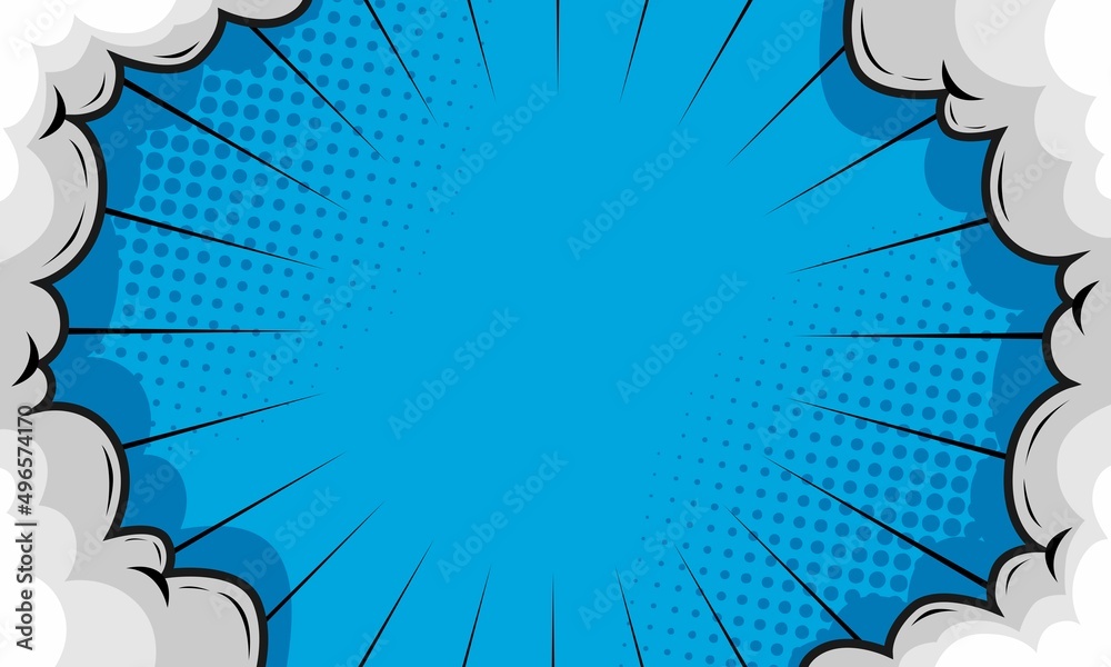 Obraz premium comic cartoon blue background with cloud 