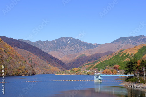 山梨県広瀬湖と木賊山