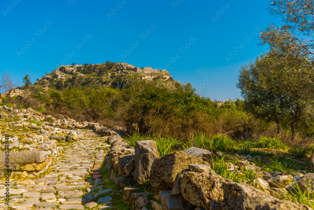KAUNOS, DALYAN, TURKEY: Acropolis Hill in the ancient city of Kaunos.