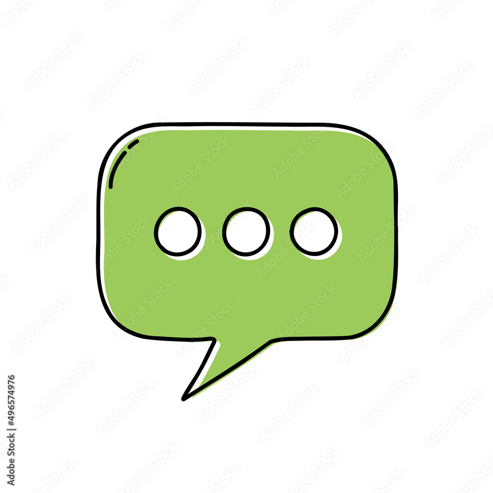 Hand drawn message or chat icon with stylish green speech bubble Hand drawn message or chat icon with stylish green speech bubble