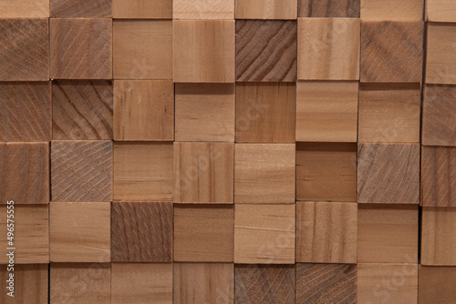 abstract background of natural wooden cubes