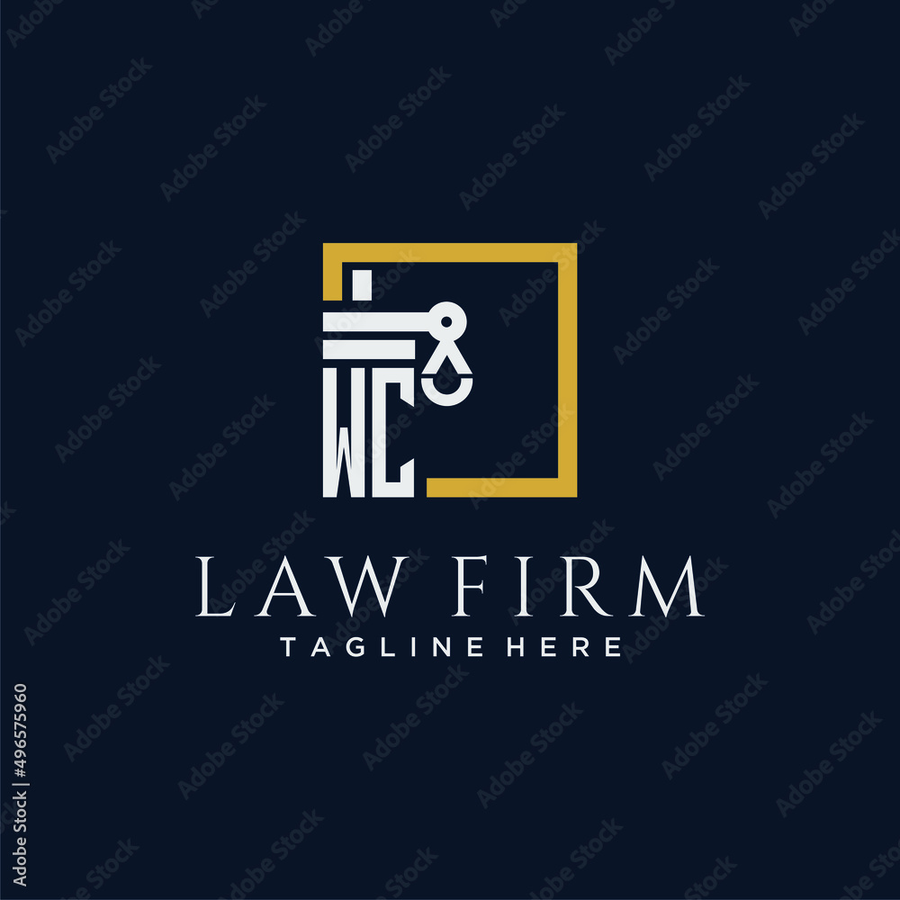 WC initial monogram logo for lawfirm with pillar & scales design in ...