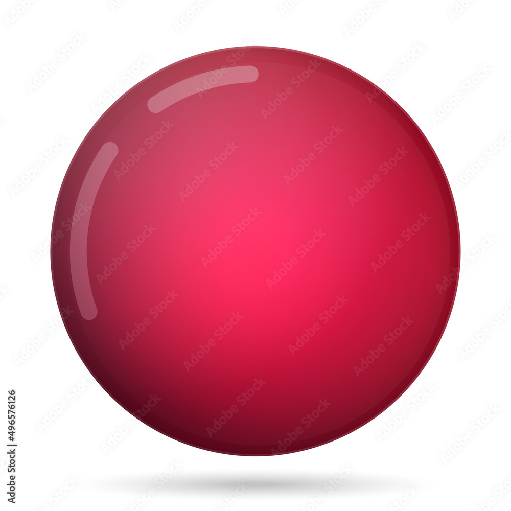 Glass red ball or precious pearl. Glossy realistic ball, 3D abstract vector illustration highlighted on a white background. Big metal bubble with shadow Glass red ball or precious pearl. Glossy realistic ball, 3D abstract vector illustration highlighted on a white background. Big metal bubble with shadow