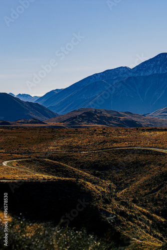 Remote mountain landscape in New Zealand