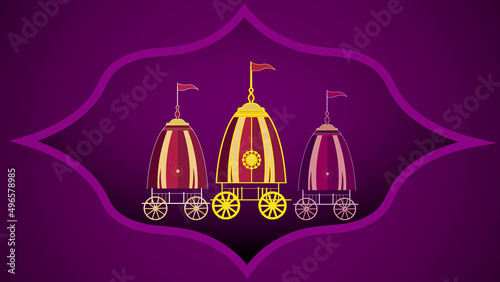 Happy Rath Yatra of Lord Jagannath Bala Bhadra and Subhadra banner design set of vector illustrations. Festival celebration of Lord Jagannath Annual Rathayatra festival in Odisha and Gujarat.