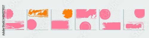  Social media covers with simple design elements . Boho style . Leaves . Post frame stories templates.  Layout for promotion .Media banner .Vector