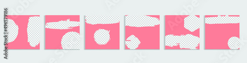  Social media covers with simple design elements . Boho style . Leaves . Post frame stories templates.  Layout for promotion .Media banner .Vector