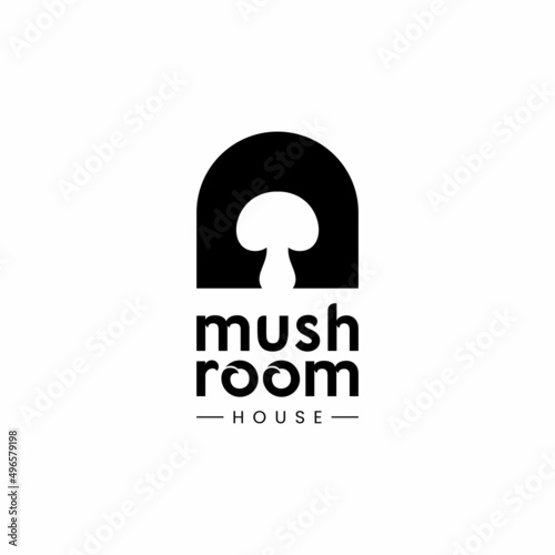 mushroom with home  logo design