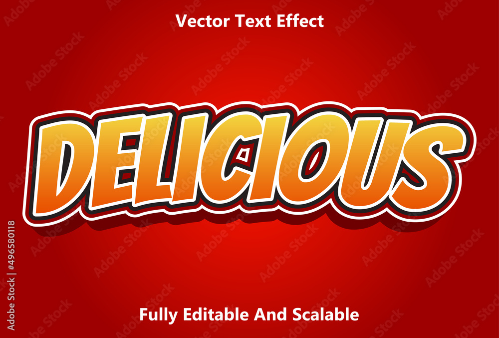 delicious text effect with red and orange color editable.