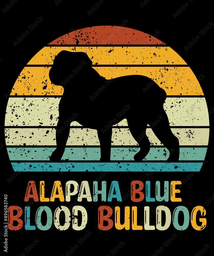 Alapaha Blue Blood Bulldog silhouette vintage and retro t-shirt design