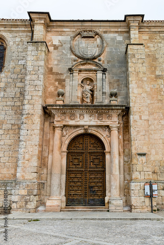details of the facade of the church of san pedro in the village of Lerma in the province of Burgos  Spain