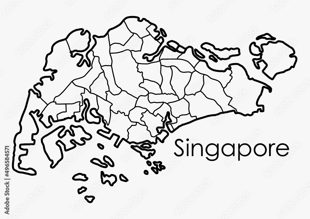 Fototapeta premium Doodle freehand drawing map of Singapore.