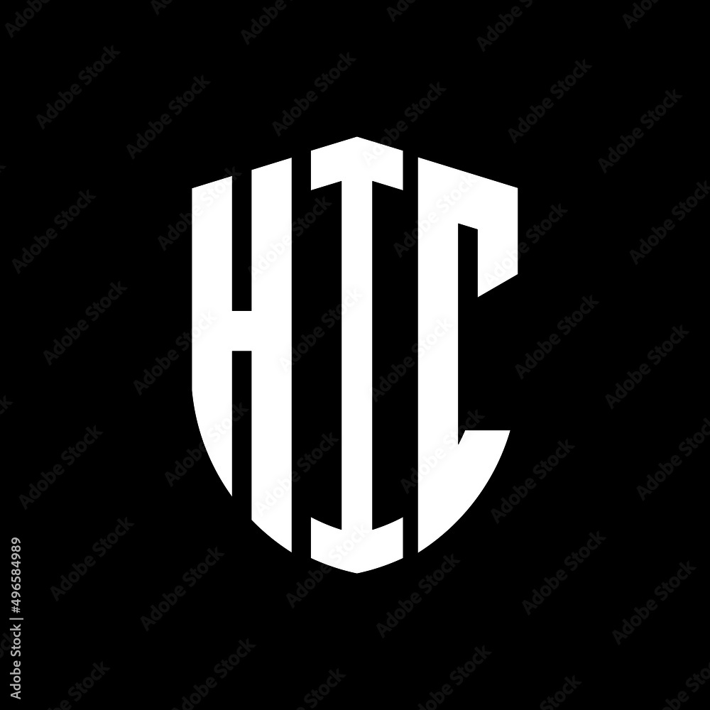 HIC letter logo design. HIC modern letter logo with black background