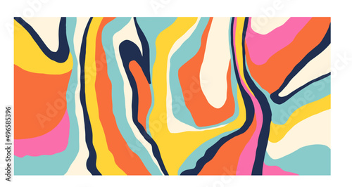 Artistic modern simple abstraction with colored stripes (drawn by hand) on a white background