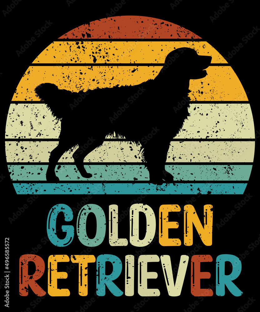 Golden Retriever silhouette vintage and retro t-shirt design