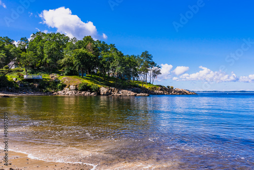Beautiful beach in a bay with piercing blue water in Massachusetts, USA