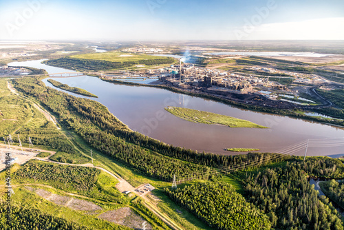 Aerial view large Industrial commercial Petrochemical Oil Refinery photo